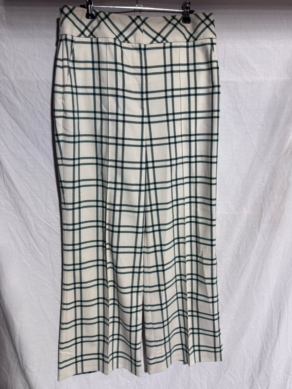 Pearl by Lela Rose green and cream aid wide leg dressy pant trouser Size 8